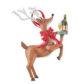 Rentier Champagner Toast Weihnachtsfigur Ornament 12,7 cm hängende Ornament Weihnachtsbaum Dekoration