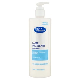 Venus, Latte Micellare Idratante con Acido Ialuronico, Deterge, Strucca e Illumina, Tutti i Tipi di Pelle, Viso e Occhi, 400 ml