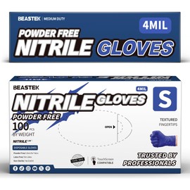 Beastek Nitrile Exam Gloves, 4.0 Mil 100 Pcs Powder-Free Latex-Free Medical Cooking Food-Safe Disposable Gloves, Blue Violet (Small)