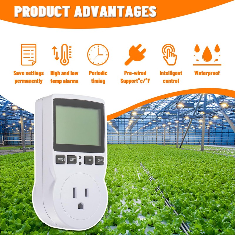 HUAREW 110V Digital Temperature Controller, LCD Screen Heating Cooling Thermostat