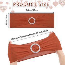 Tegeme 80 Pieces Chair Sashes & Bows - Stretch Spandex Chair Cover Band with Buckle for Wedding, Hotel Banquet, Birthday Party & Home Bulk Decorations(Terracotta)