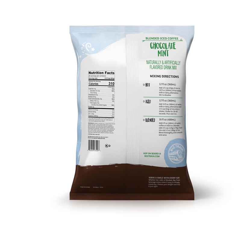 Big Train Chocolate Mint Blended Ice Coffee Beverage Mix, 3.5