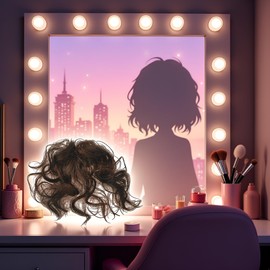 Dunkelbraunes Haarteil mit Pony, zum Anklipsen, natürlich, flauschig, gelockt, hitzebeständig, Highlight-Perücke, Kopfbedeckung, für Mädchen, Damen, Cosplay, Anime, Party, Hochzeit, Dating