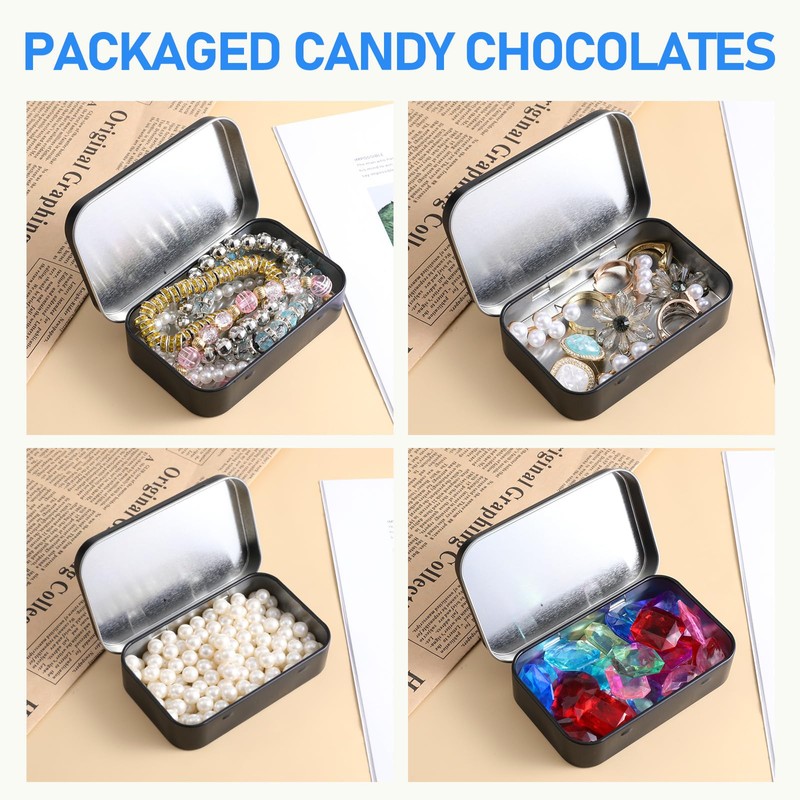 Aysatogc 1 Pack Metal Rectangular Empty Tin Box, Hinged Tins
