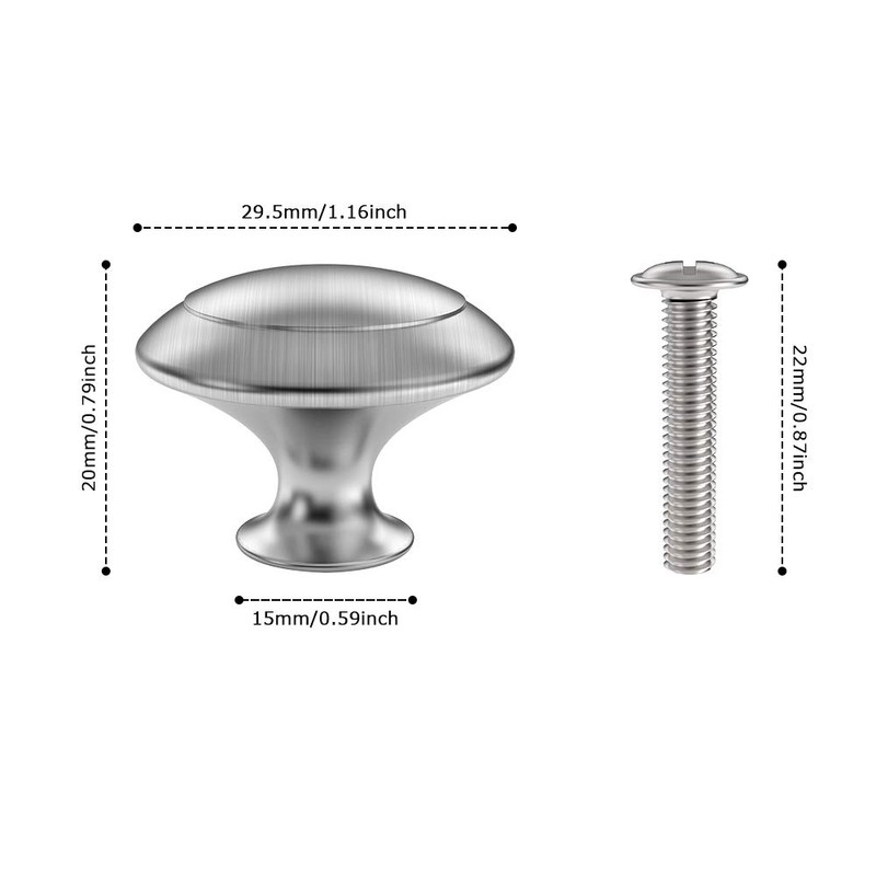 Purewing 10 Pack Cabinet Hardware Round Knobs Silver Kitchen Mushroom