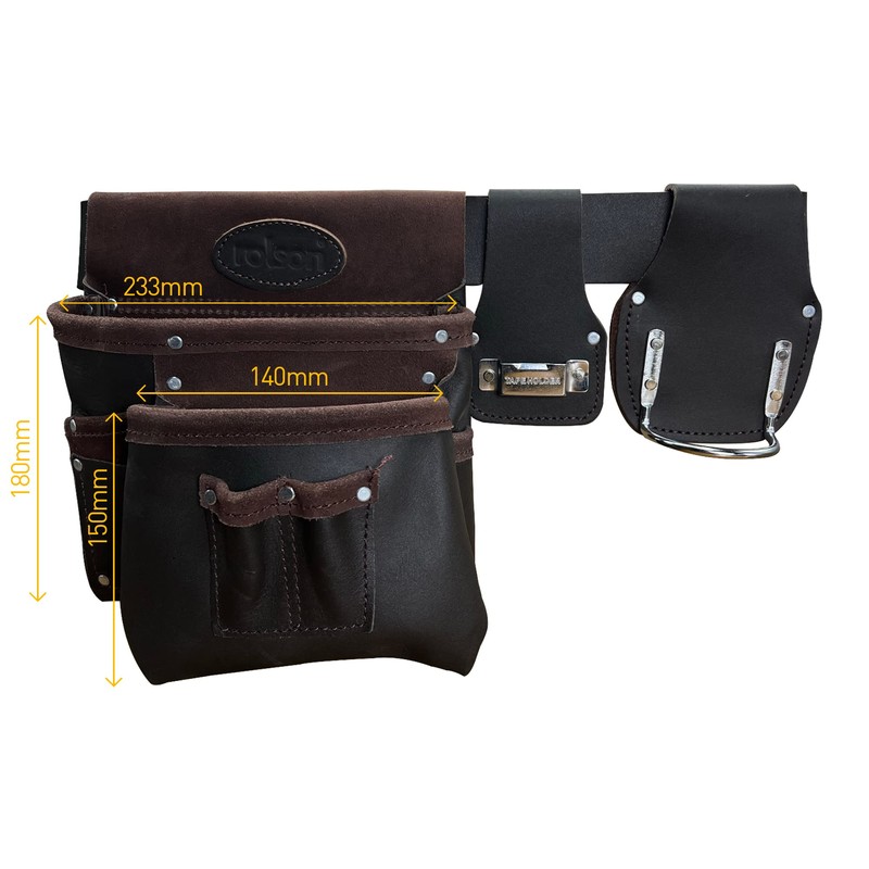 Rolson 68865 Single Leather Top Grain Tool Pouch With Belt,