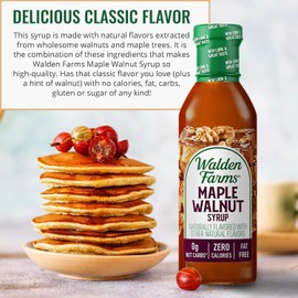 Walden Farms Maple Walnut Syrup – Perfect for Pancakes, Waffles, Desserts – Zero Calorie, Sugar-Free, Low Carb, Keto-Friendly, Gluten-Free, Vegan – 12 oz Bottle