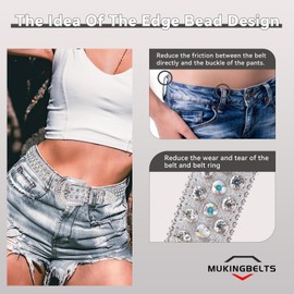 MUKINGBELTS Men Women Rhinestone Belt Luxury Strap Leather Sparkle Studded Belts Western Bling Bling Diamond Cowboy Belts