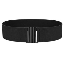 VONMELLI Wide Elastic Stretch Belt for Women - Trimmer Stretch Belt, Retro Women's Waist Belt, Black (black B)