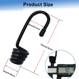 10Pcs Bungee Cord Hooks Spiral Bungee Hooks Cord Hook Wire Hooks End with 10Pcs Hog Rings for Boating, Camping,Tarps,Elastic Rope Strapping Tape(3/8 Inch)