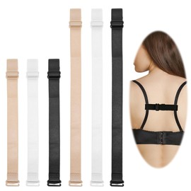 Tyqour 6 Pcs Bra Strap Holders for Slipping Women's Non-Slip Bra Strap Clips Elastic Adjustable Extendable Bras Band for Racerback Conceal Straps (Black, White, Skin Color)