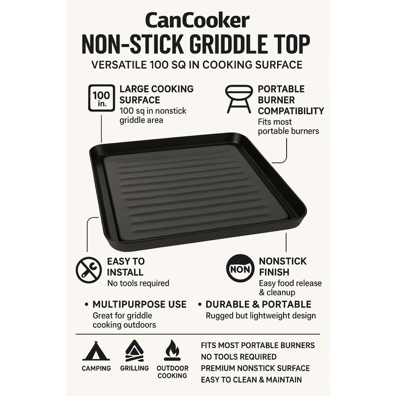CanCooker Griddle Top for Portable Cooktop Burners | Non-Stick Griddle