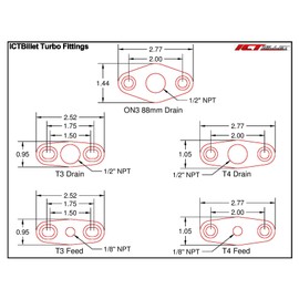 ICT Billet GT40-GT55 Billet Turbo Oil Return Drain Flange Garrett T4 1/2npt 551161