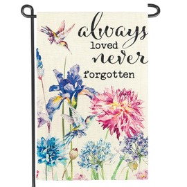 Always Loved Never Forgotten Memorial Floral Garden Flag 12x18 Inch Double Sided Flower Yard Outdoor Decoration(A)