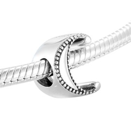 Letter Initial A - Z Charm Alphabet Bead 925 Sterling Silver Letter Charms fit for DIY Charm Bracelet & Necklace (C)