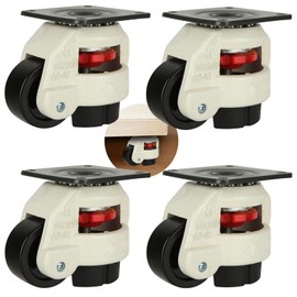 Acrux7 Leveling Casters Set of 4 Heavy Duty 2200 Lbs Capacity Adjustable Retractable Caster with Rubber Leveling Feet, Swivel Industrial Plate Caster Wheel for Workbench, Machine, Equipment (GD-60F)