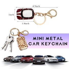 SHMZK Car Model Keychain, Mini 3D Metal Car Shape Keychain with Key Ring, Rhinestone Car Keychain Gift, Car Accessories (Dark Red)