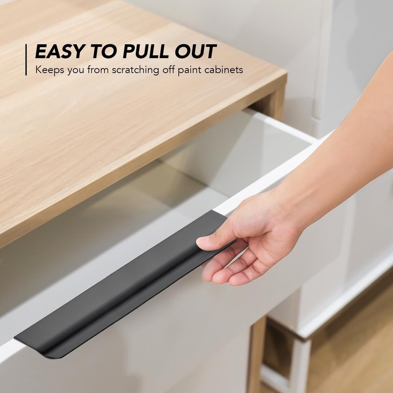 Ravinte Hardware 10 Pack Black Cabinet Handles, Finger Edge Pull
