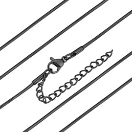ChainsHosue Stainless Steel Snake Chain 1.2 mm Wide Women's Chain Silver/18 Carat Gold-Plated/Black/Rose Gold and Size 18-30 Inches, Metal