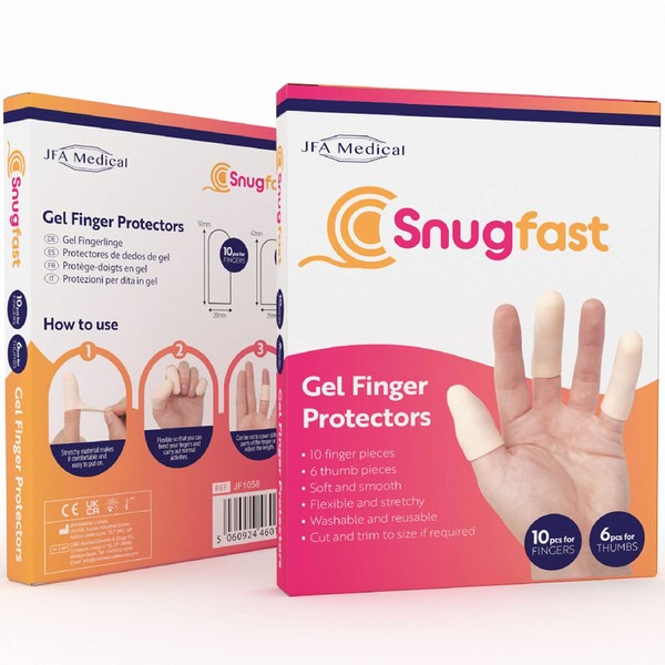 JFA Medical Snugfast Gel Finger Protectors, Finger Cots, Finger Bandage,