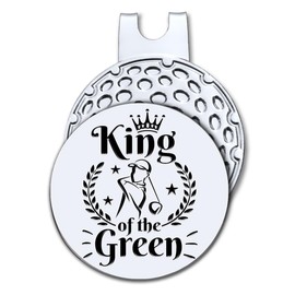 Hafhue King of The Green Golf Ball Marker with Magnetic Hat Clip, Funny Golf Accessories and Golf Gifts for Men Husband Dad Grandpa Him, Birthday for Golf Fan Golfer Golf Lovers