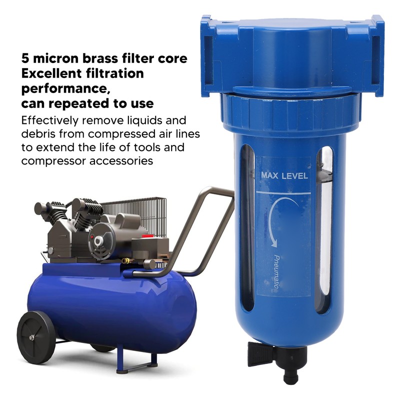 Compressed Air Filter Manual Drain Zinc Alloy Stainless Steel High
