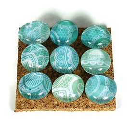 Push Pins for Memo Board in Teal Paisley (P65)