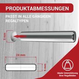 LouMaxx Shelf Support 5 mm - Pack of 20 Shelf Holders - Shelf Supports for Shelves - Nickel Plated Shelf Support - Shelf Bracket - Shelf Support - Shelf Support 5 mm Solid Steel