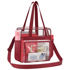 Busiuw Clear Bag for Stadium Events 12x12x6, Clear Tote Stadium Bag with Reinforced Straps for Sport Fan, Events, Travel