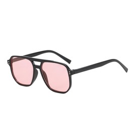 IKANOO Retro Oversized Square Aviator Sunglasses for Women Men 70s Vintage Trendy Double Bridge Plastic Sun Glasses (Pink)