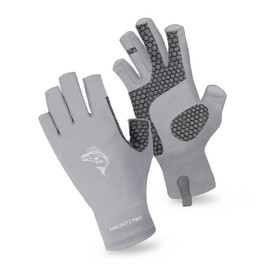 MOUNT TEC Unisex Summer Outdoor UV Protective Fingerless Gloves Men’s Women’s UPF50+ Sunscreen Driving Hiking Golfing Fishing Gloves (Grey,M)
