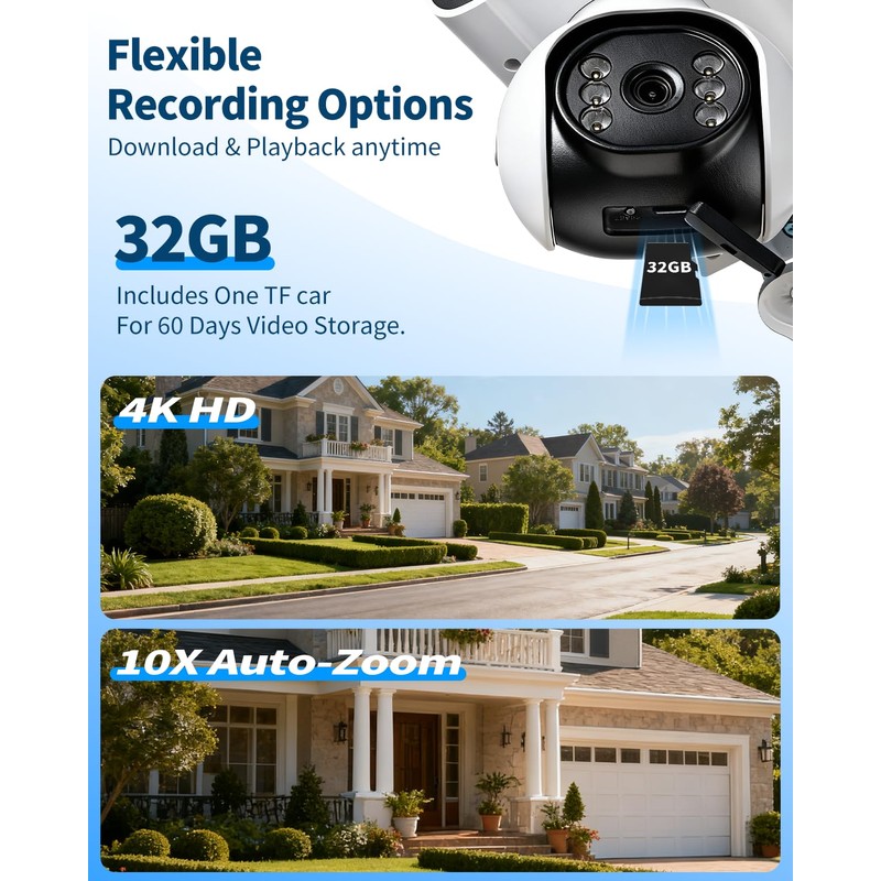Dygoophy® 4 K Dual Lens Security Camera Outdoor, Surveillance Camera,