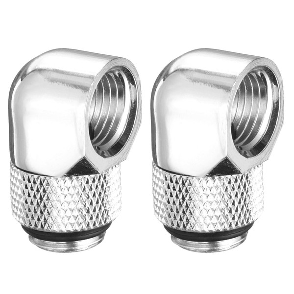 sourcing map 2pcs 90 Degree Elbow Water Cooling Adapter G1/4"