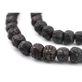 The Bead Chest Smooth Black Rudraksha Mala Prayer Beads – 8mm Natural Seed Bead Necklace for Meditation, Yoga, and Spiritual Practice – Handmade Hindu Buddhist Japa Mala