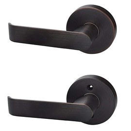 NB_Hardware Passage Lever Door Handle Slim Square Non-Locking Lever Set [for Hallway or Closet Doors] Reversible for Right & Left Sided Doors Heavy Duty Oil Rubbed Bronze