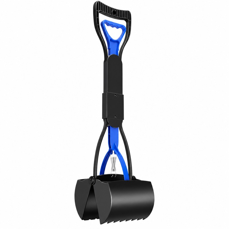 23.6-Inch Folding Dog Pooper Scooper with Long Handle, Spring-Loaded Claw