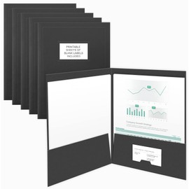 The Gallery Collection, 50 Count, Black, Two Pocket Presentation Folders with Customizable Labels, Perfect for Sales Material, Important Documents & More (9 x 12)