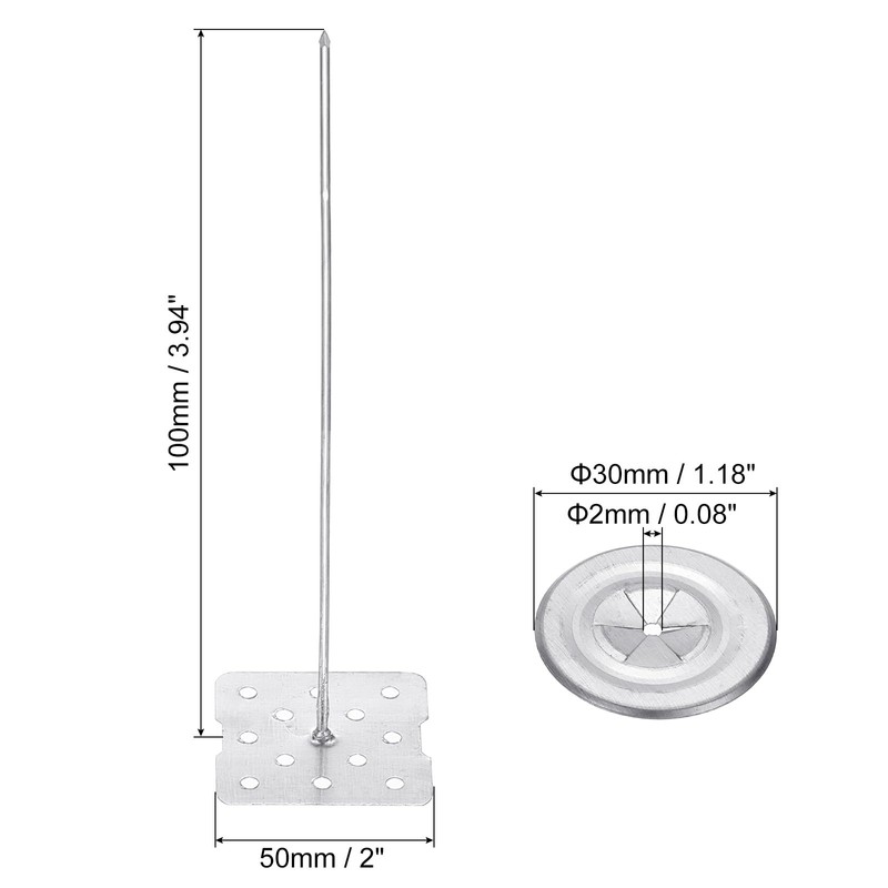 PATIKIL 100mm Perforated Insulation Pins with Round Washer,50 Sets 2in