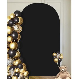 Wedding Arch Cover Spandex Fitted Arch Stand Covers Round Top Chiara for Wedding Birthday Party Baby Shower Ceremony Decoration Black 6.6FT