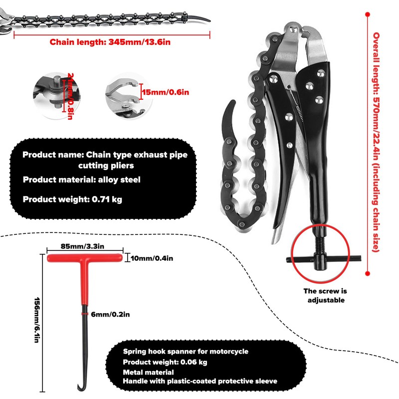 UVVRUR Exhaust Chain Separator Chain Cutter with Exhaust Spring Hook