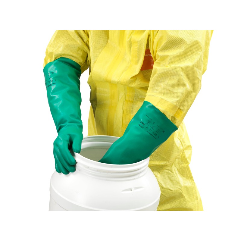 Ansell Solvex 37-185 Nitrile gloves, chemical & liquid protection, Green,