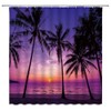 YSATNSFT Ocean Beach Sunset Shower Curtain Tropical Palm Tree Dusk