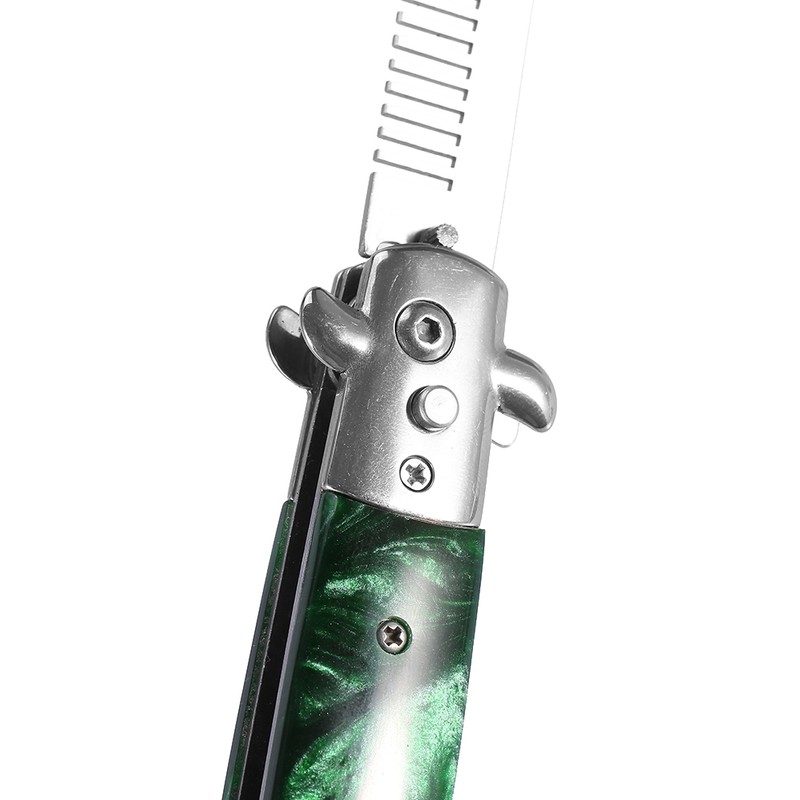 1PC Stainless Steel Switchblade Spring Pocket Oil Hair Comb Foldable