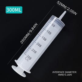2Pcs Oil Syringe 300ml Large Syringe Plastic Measuring Oil Suction with Tube Multifunction for Fluid Suction Nutrient Measuring Refilling Animal Feeding