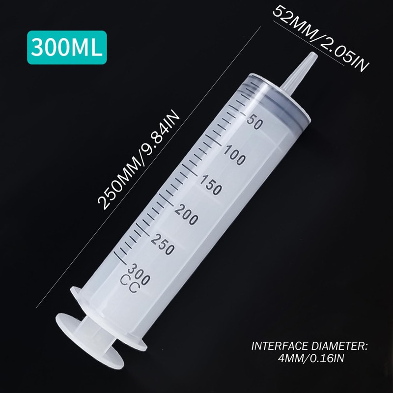 2Pcs Oil Syringe 300ml Large Syringe Plastic Measuring Oil Suction