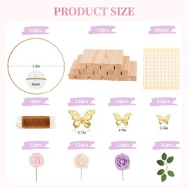 cenoz 12 Pack Floral Hoop Centerpiece with Stand, 12 Inch Floral Centerpieces for Tables with 3D Butterfly Decoration PE Foam Flower, Metal Hoops for Crafts for DIY Wedding Baptism Party Decorations