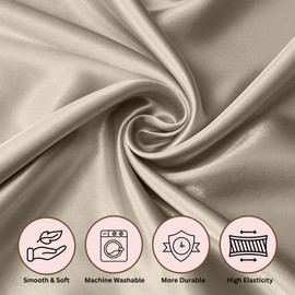 ColourNest Satin Pillowcase Set for Hair and Skin - 2 Pack, Silky Satin Pillowcases with Envelope Closure, Includes Satin Scrunchie and Bonnet, Beige, Standard Size 50x75 cm