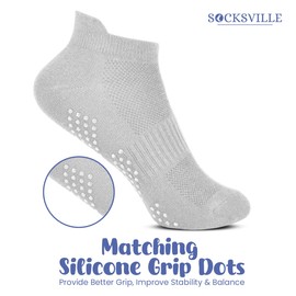 Boys 3/6 Pairs Trainer Cotton Socks With Grip | Black/Blue/Red/Grey | Arch & Heel Tab Support | Sports | Breathable, Lightweight, Comfortable | Athletic, PE, Exercise, School | 6-8.5, 9-12, 12.5-3.5