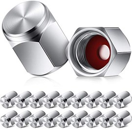 20 Pieces Valve Stem Caps Brass Tire Valve Caps Silver Hexagon Shape Airtight Seal Dust Proof Covers with Rubber O Ring Seal for Car Truck Motorcycles Bike and Bicycle, Silver