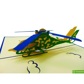 GREENHANDSHAKE US Army Helicopter, Pop Up Card, 3D Popup Greeting Cards for all occasion